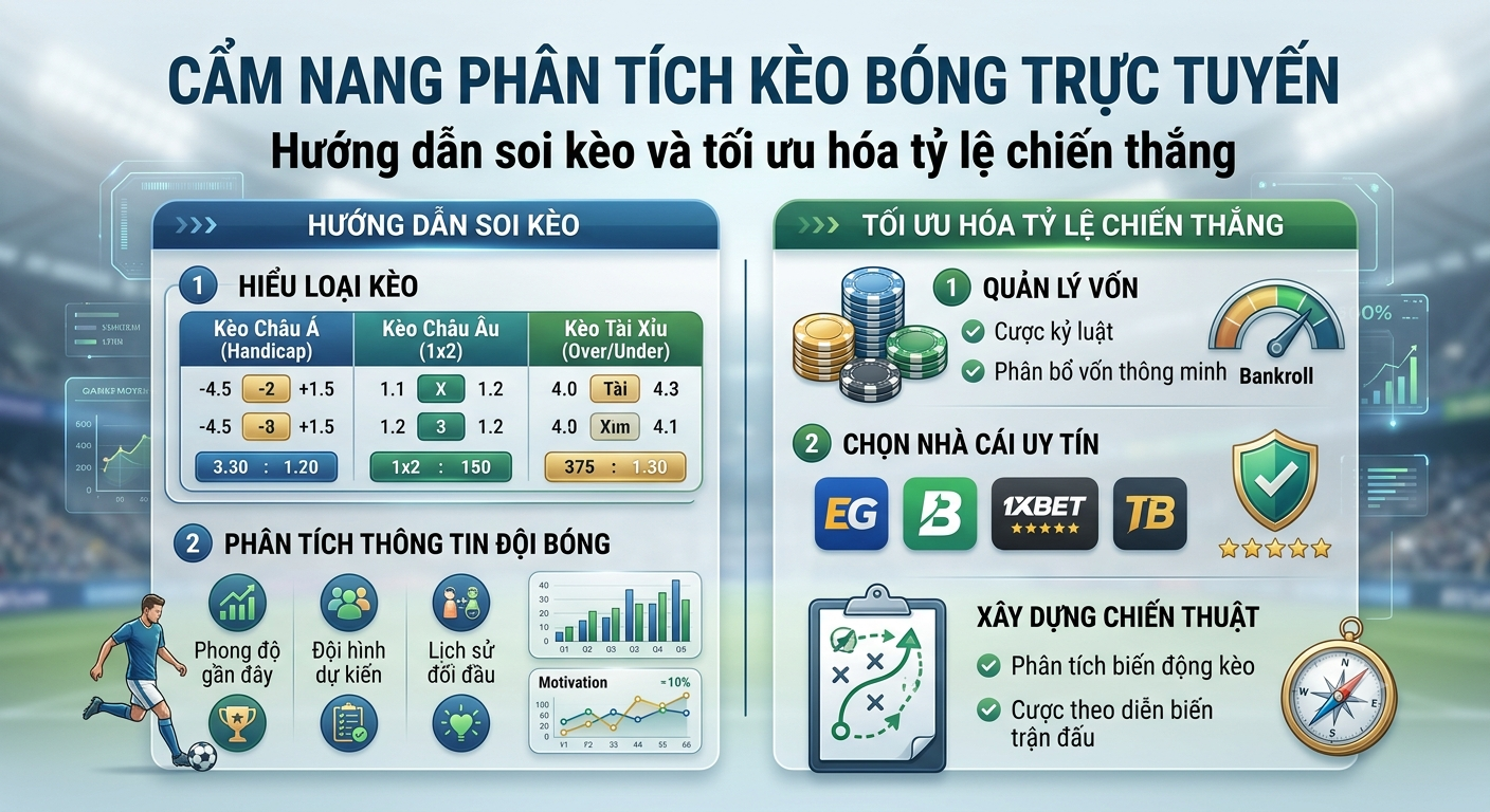 Cẩm nang phân tích kèo bóng trực tuyến: Hướng dẫn soi kèo và tối ưu hóa tỷ lệ chiến thắng